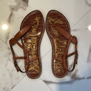 Sam Edelman Tan Leather Flat Sandals